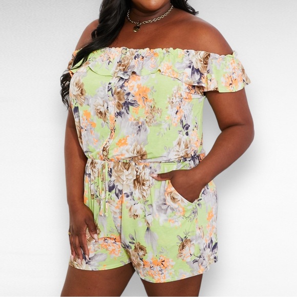 SEW IN LOVE Pure Delight Floral Off The Shoulder Romper - Picture 1 of 6
